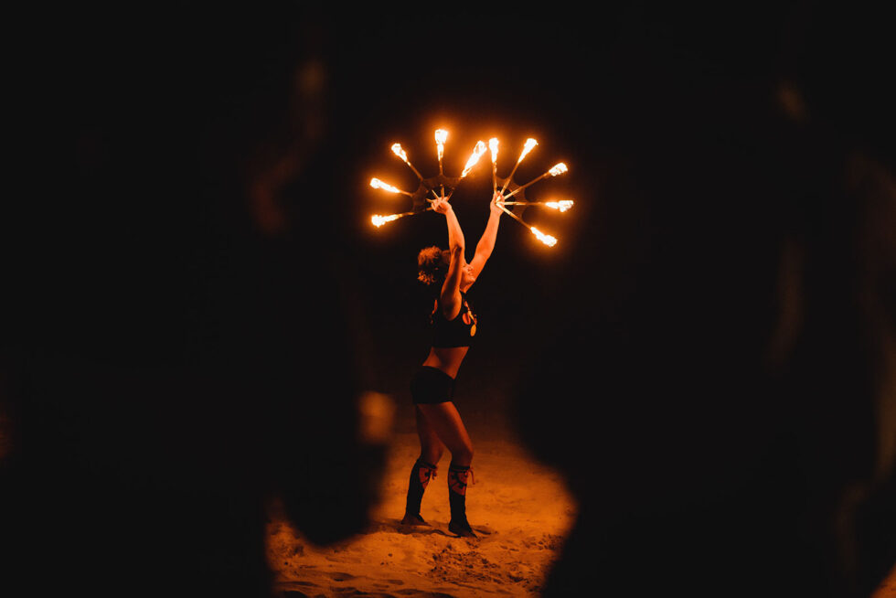 Fire Dance Performances: Spicing Up Oaxaca Wedding Photos
